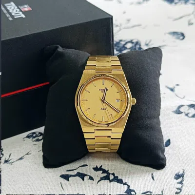 Pre-owned Tissot Men's T137.410.33.021.00 Prx Champagne Dial 40mm Quartz Watch