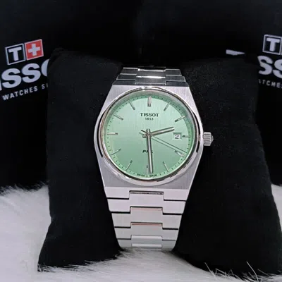 Pre-owned Tissot Men  Classic Prx/316l Mint Green Quartz Watch T137.410.11.091.01 (40mm)
