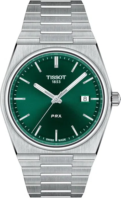 Pre-owned Tissot Mens Prx 316l Stainless Steel Case Dress Watch Grey T1374101105100