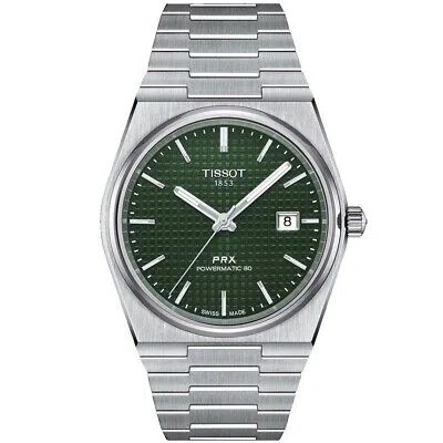 Pre-owned Tissot Mens Prx Powermatic 80 Green Dial Watch - T1374071109100