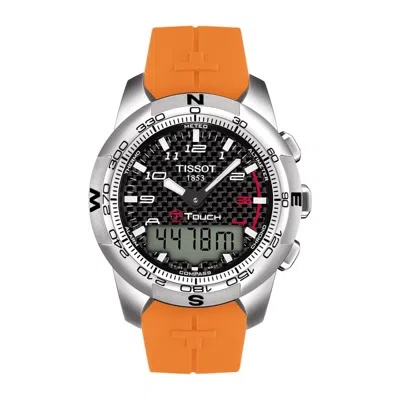 Pre-owned Tissot Mens T-touch Ii Black Orange Digital Multi Function Watch T0474204720701