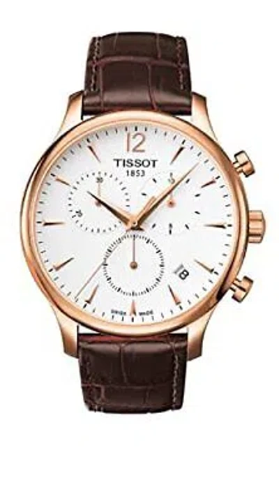 Pre-owned Tissot Mens Tradition Stainless-steel Dress Watch Rose/brown T0636173603700