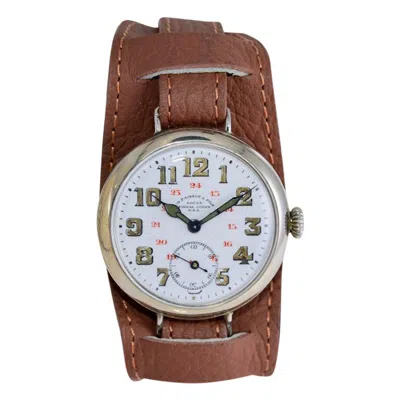 Pre-owned Tissot Nickel Silver Campaign Style Usa Signal Corp Flawless Enamel Dial, 1915 In Multi