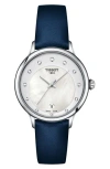 Tissot Odaci-t Leather Strap Watch, 33mm In White Mother Of Pearl/navy