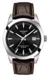 Tissot Gentleman Powermatic Leather Strap Watch, 40mm In Black