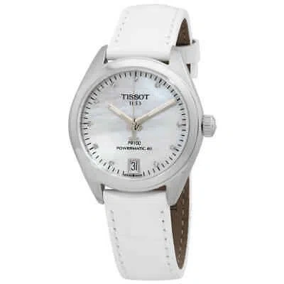 Pre-owned Tissot Pr 100 Automatic Diamond White Mop Dial Ladies Watch T1012071611600