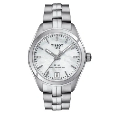 Pre-owned Tissot Pr 100 Automatic Mother Of Pearl Dial Ladies Watch T101.207.11.116.00