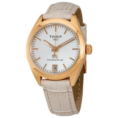 Tissot Pr 100 Automatic Silver Dial Ladies Watch T101.207.36.031.00 In Cream / Gold Tone / Rose / Rose Gold Tone / Silver / Skeleton