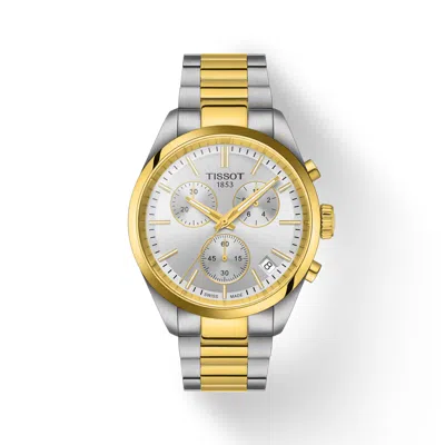 Pre-owned Tissot Pr 100 Chronograph 40mm White Dial Gold Watch T150.417.33.031.00