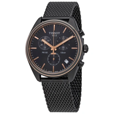 Tissot Pr 100 Chronograph Black Dial Men's Watch T101.417.23.061.00 In Two Tone  / Anthracite / Black / Gold / Gold Tone / Rose / Rose Gold Tone