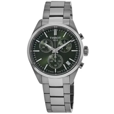 Tissot Pr 100 Chronograph Quartz Green Dial Steel Men's Watch T150.417.11.091.00 In Metallic
