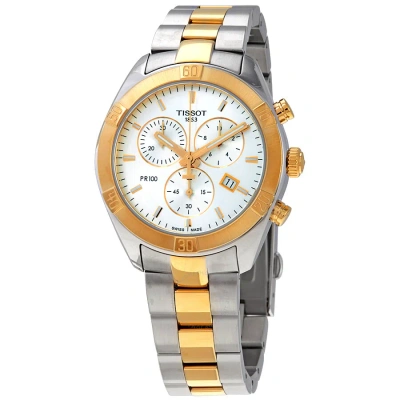 Tissot Pr 100 Chronograph Quartz Silver Dial Ladies Watch T101.917.22.031.00 In Red   /  Two Tone  / Gold / Gold Tone / Silver / Yellow