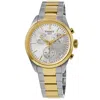 Tissot Pr 100 Chronograph Silver Dial Two-tone Steel Men's Watch T150.417.22.031.00 In Silver