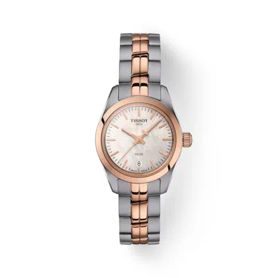 Pre-owned Tissot Pr 100 Ladies Two Tone Rose Gold 25mm Watch T1010102211101