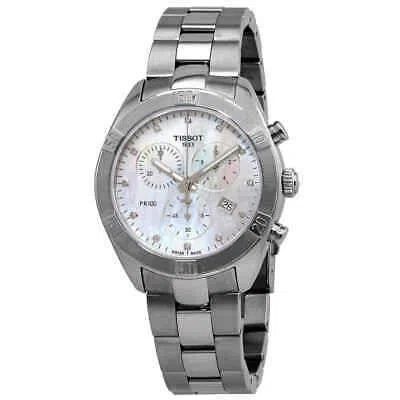 Pre-owned Tissot Pr 100 Mop Diamond Dial Ladies Chronograph Watch T101.917.11.116.00