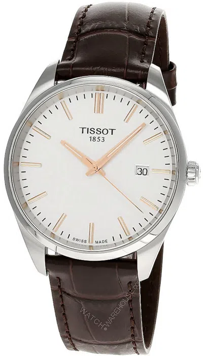 Pre-owned Tissot Pr 100 Qtz 40mm Silver Dial Brn Leather Men's Watch T150.410.16.031.00
