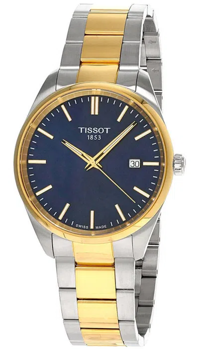Pre-owned Tissot Pr 100 Quartz 40mm Ss Blue Dial Two-tone Men's Watch T150.410.22.041.00