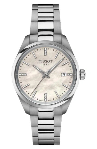 Tissot Pr 100 Quartz Bracelet Watch, 34mm In White Mother Of Pearl