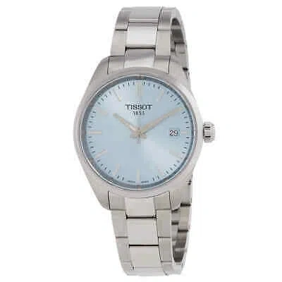 Pre-owned Tissot Pr 100 Quartz Ice Blue Dial Ladies Watch T1502101135100