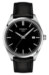 Tissot Men's Swiss Pr 100 Black Leather Strap Watch 40mm In Black