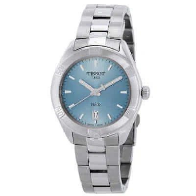 Pre-owned Tissot Pr 100 Quartz Light Blue Dial Ladies Watch T1019101135100