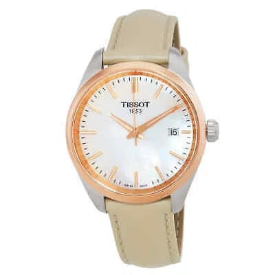 Pre-owned Tissot Pr 100 Quartz White Mop Dial Ladies Watch T1502102611100