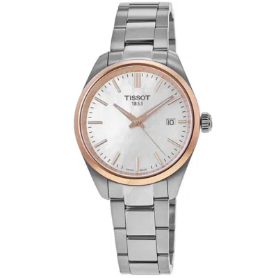 Tissot Pr 100 Quartz White Mother Of Pearl Stainless Steel Women's Watch T150.210.21.111.00 In Silver
