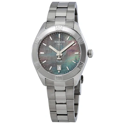 Tissot Pr 100 Sport Chic Black Mother Of Pearl Dial Ladies Watch T101.910.11.121.00 In Black / Grey / Mother Of Pearl