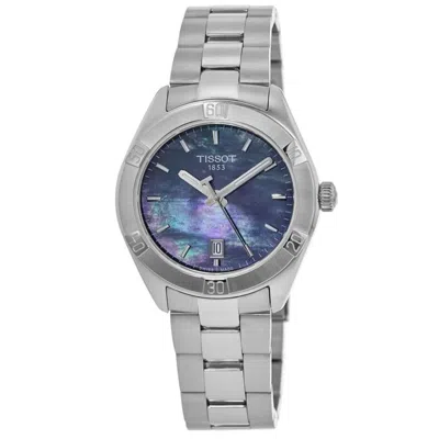 Tissot Pr 100 Sport Chic Black Mother Of Pearl Dial Stainless Steel Women's Watch T101.910.11.121.00 In Silver