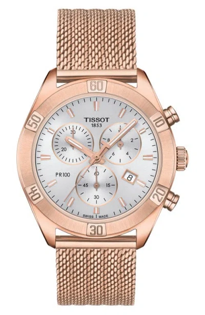 TISSOT TISSOT PR 100 SPORT CHIC CHRONOGRAPH MESH BRACELET WATCH, 36MM