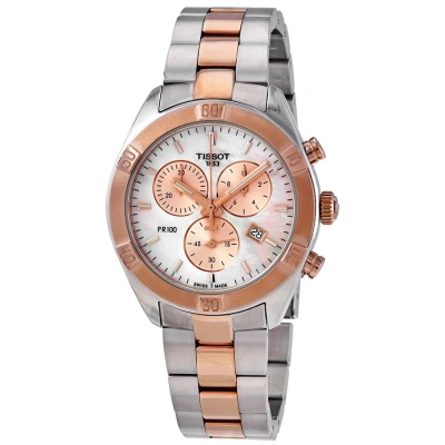 Tissot Pr 100 Sport Chic Chronograph Quartz Ladies Watch T101.917.22.151.00 In Two Tone  / Gold / Gold Tone / Ink / Mother Of Pearl / Pink / Rose / Rose Gold / Rose Gold Tone