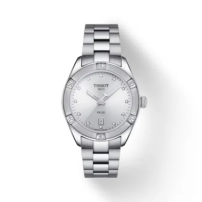 Pre-owned Tissot Pr 100 Sport Chic Stainless Steel Women's 36mm Watch T1019101103600