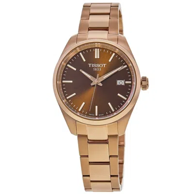 Tissot Pr100 Brown Dial Rose Gold Pvd Steel Women's Watch T150.210.33.291.00