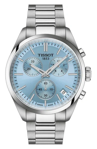 Tissot Pr100 Chronograph Bracelet Watch, 40mm In Ice Blue/silver