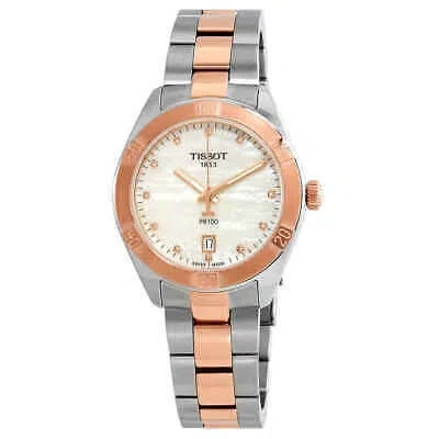 Pre-owned Tissot Pr100 Diamond White Mop Dial Ladies Watch T101.910.22.116.00
