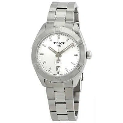 Pre-owned Tissot Pr100 Silver Dial Stainless Steel Ladies Watch T101.910.11.031.00