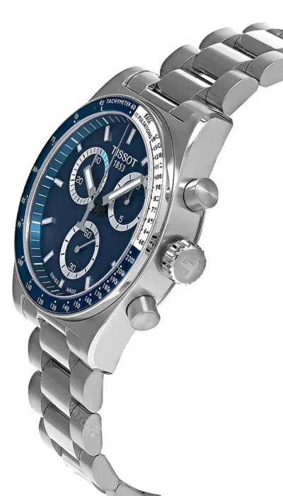 Pre-owned Tissot Pr516 Chrono Quartz 40mm Blue Dial Ss Men's Watch T149.417.11.041.00