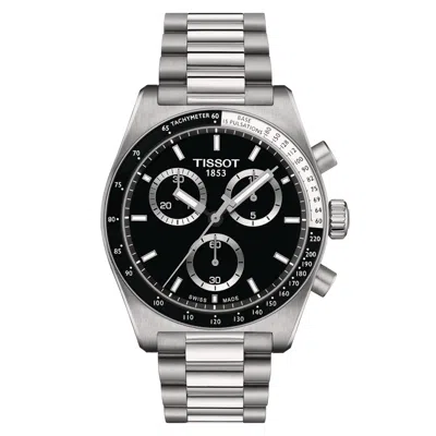 Pre-owned Tissot Pr516 Chronograph Quartz Black Dial Steel 40mm Watch T1494171105100