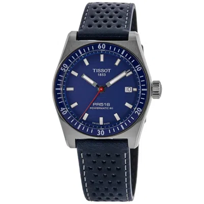 TISSOT PR516 POWERMATIC 80 AUTOMATIC BLUE DIAL LEATHER STRAP UNISEX WATCH T149.407.16.041.00