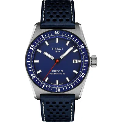TISSOT TISSOT PR516 POWERMATIC 80 AUTOMATIC LEATHER STRAP WATCH, 38MM