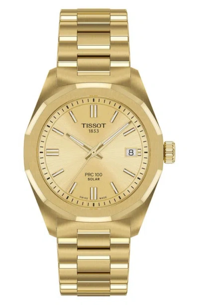 Tissot Prc 100 Solar Quartz Bracelet Watch, 39mm In Gold