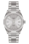 Tissot Women's Swiss Prc 100 Solar Stainless Steel Bracelet Watch 34mm In Silver