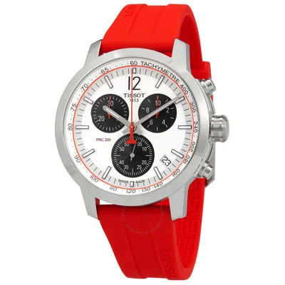 Tissot Prc 200 Chronograph Quartz Silver Dial Men's Watch T114.417.17.037.02 In Red