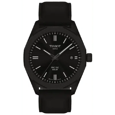 Tissot Prc100 Solar Black Dial Leather Strap Men's Watch T151.422.36.051.00