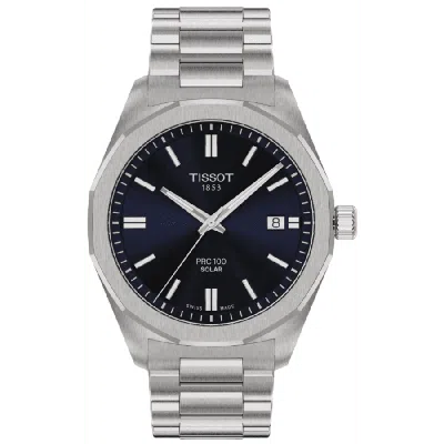 Tissot Prc100 Solar Blue Dial Stainless Steel Men's Watch T151.422.11.041.00 In White