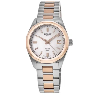 Tissot Prc100 Solar White Mother Of Pearl Dial Stainless Steel Women's Watch T151.822.22.111.00 In Multi