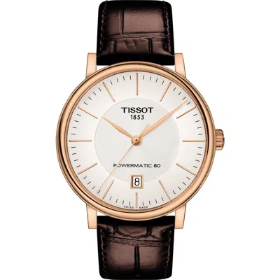 Tissot Premium Carson Powermatic 80 Leather Strap Watch, 40mm In Brown