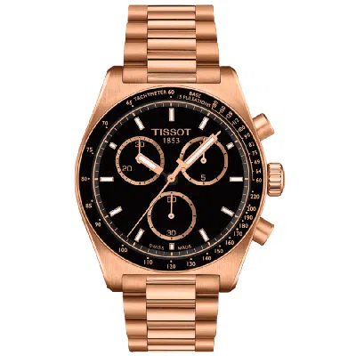 Tissot Prs 516 Chronograph Black Dial Rose Gold Pvd Coated Stainless Steel Men's Watch T149.417.33.051.00