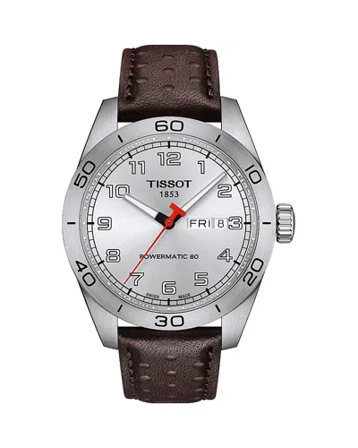 Tissot Prs 516 Powermatic 80 Watch, 42mm In Silver/brown