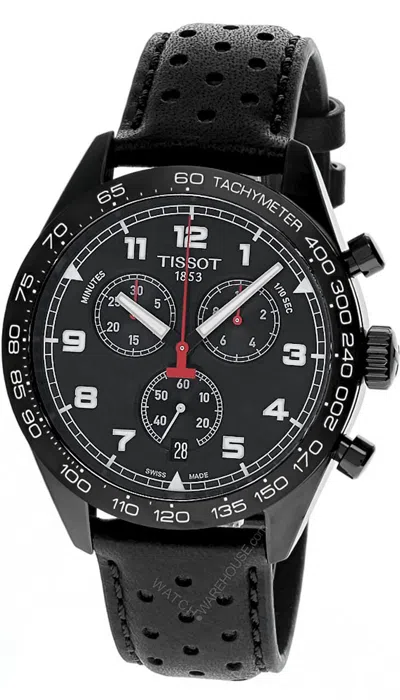Pre-owned Tissot Prs Chrono 45mm Black Dial Leather Men's Watch T131.617.36.052.00